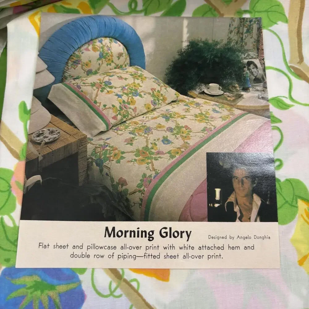 Vtg Utica Morning Glory full size sheet set